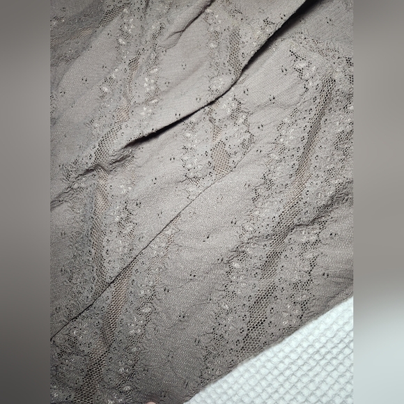 Rabbit Rabbit Rabbit Taupe Lace-Overlay V-Neck Mini Dress - Picture 4 of 12